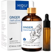 HIQILI Pure Ginger Essential Oil, 100mL for Hair Care, Aromatherapy, Massage, Skin Care