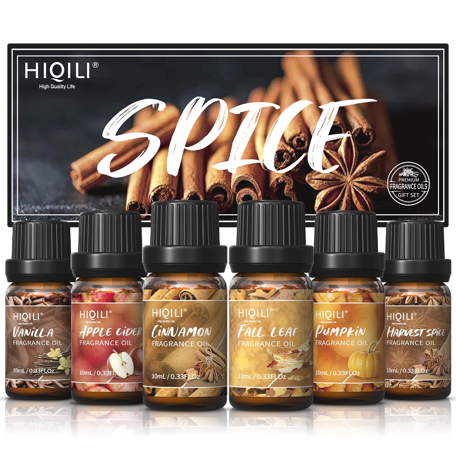  HIQILI Fragrance Oil Scented Oil 6x10ml for Candle Making Soap  Slime, Essential Oils for Diffuser Home, Cinnamon Pumpkin Vanilla Apple  Cider Harvest Spice Fall Leaf, Christmas Gifts : Health & Household
