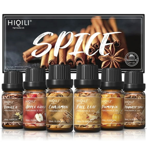 HIQILI Spice Fragrance Oil Set, 6 Pack 10mLScented Oil for Diffuser Candle&Soap Making DIY Recipes