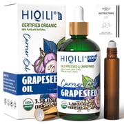 HIQILI Grapeseed Carrier Oil, Pure Undiluted, 100mL Essential Oil for Mixing, Massage, Hair&Skin Care