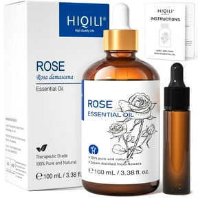HIQILI Rose Essential Oil, 100mL Pure Rose Oil for Bath, Diffuser, Skin, Hair, Humidifier, Perfume