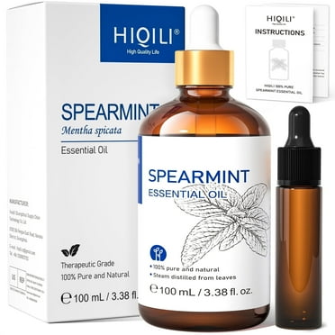 HIQILI Spearmint Essential Oil, Pure Natural, 100mL Oil for Skin Care Facial, Add to Lotions Creams