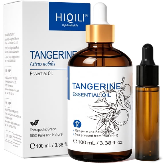 HIQILI Pure Tangerine Essential Oil, 100mL for Skin & Hair Care, Add to Diffuser Shampoos