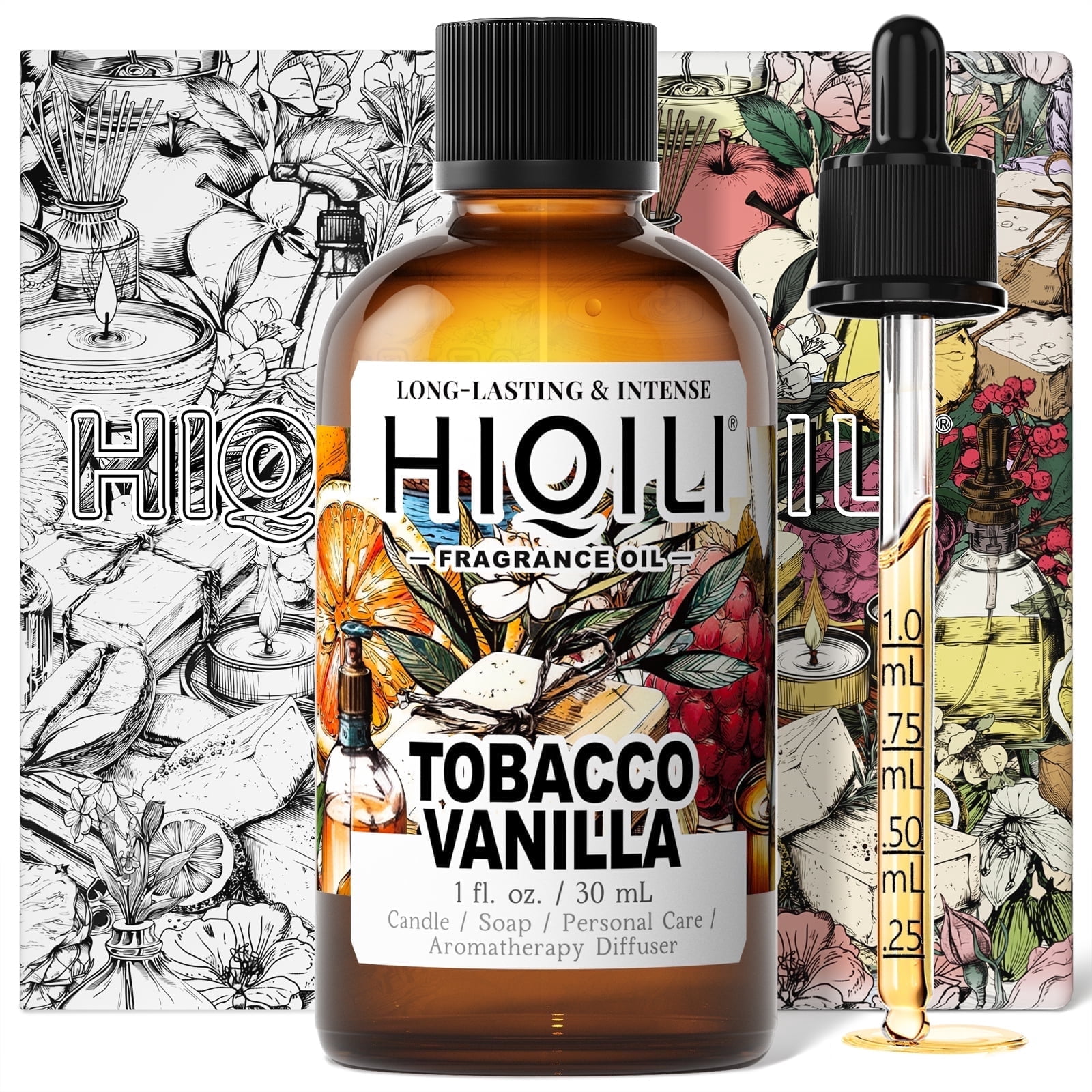 HIQILI Tobacco Vanilla Fragrance Oil, 30mL Pure Undiluted for Relaxtation Stress  Relief Perfume