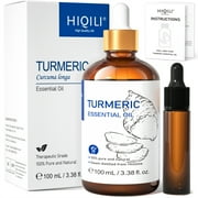 HIQILI Turmeric Essential Oil, 100% Pure Massage Oil for Face Skin Hair Care Soothing-100mL