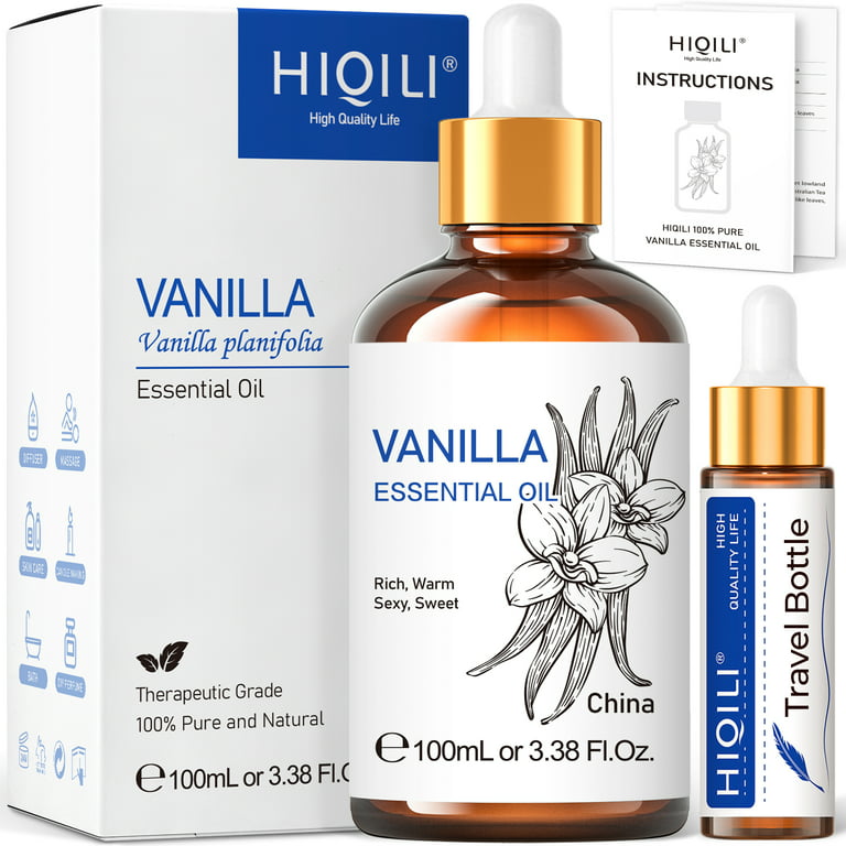 HIQILI Vanilla Essential Oil, Fragrance Oil Scent Oil for Diffuser,Body  Bath,Candle Making -3.38 Fl Oz 