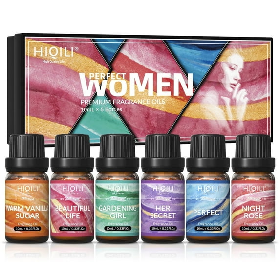 HIQILI Women Fragrance Oil Set for Women, Gifts, Diffuser, Candles, Soaps, Slime, Perfume- 6PCS*10ML