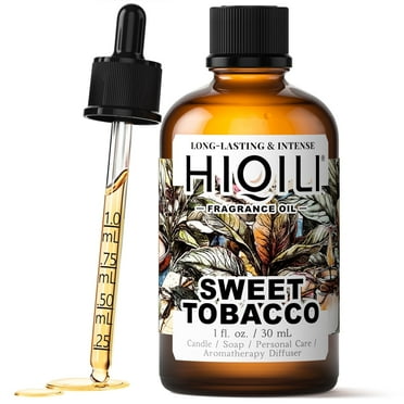 HIQILI Sweet Tobacco Fragrance Oil, Smoky Sweet, 30mL for Diffuser Soap Slime Candle Soap Making