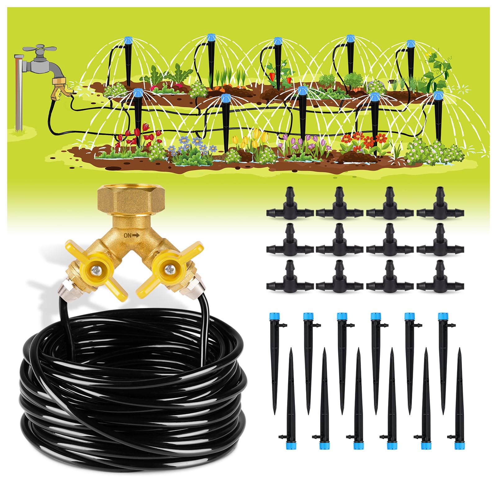HIRALIY 50ft Drip Irrigation Kit HYZ01 Plant Watering System 8x5mm