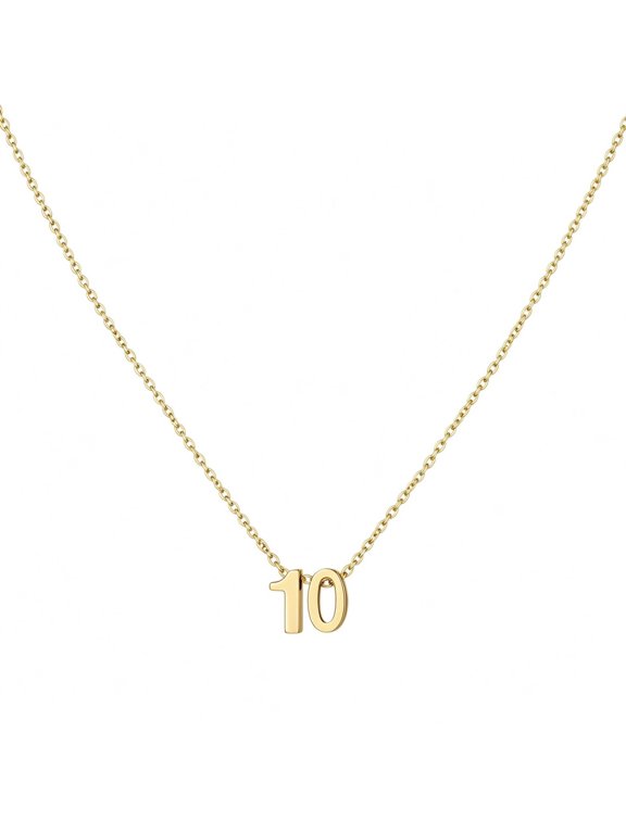 0-99 Number Necklace for Women Stainless Steel Digit Numeral Pendant Minimalist Thin Cable Chain Lucky Charm Personalized Birthday Anniversary Jewelry Gift for Her