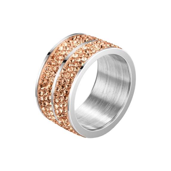 Wide Looking Rings HIRPLIS 6 Rows Paved Rings for Women Wide Band Stainless Steel ...