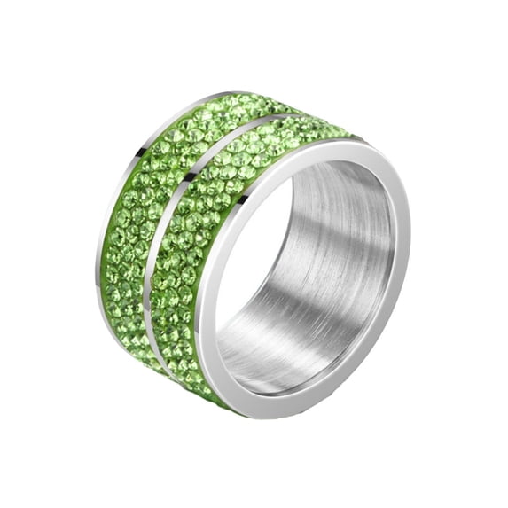 Wide Looking Rings HIRPLIS 6 Rows Paved Rings for Women Wide Band Stainless Steel ...