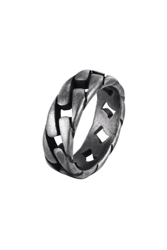 Cuban Link Rings for Men Curb Chain Band Stainless Steel Vintage Punk Biker Statement Personalized Gift Jewelry Retro 12