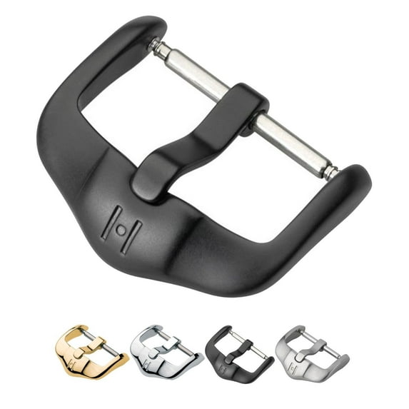 HIRSCH Active Buckle for Watch Straps - Stainless Steel - Matte Black - 20mm