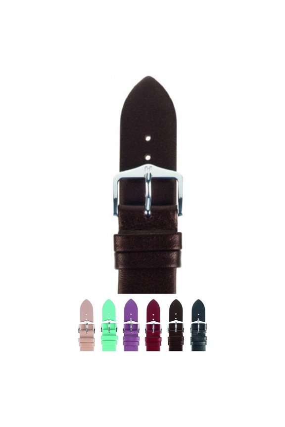 Cashmere Untextured Calf Leather Watch Strap - Brown Band / Silver Buckle - M - 12mm