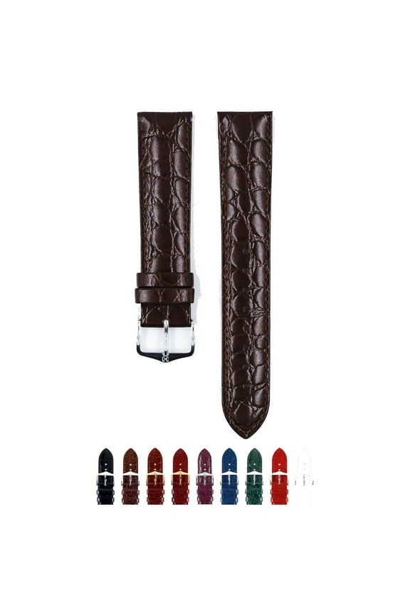 Crocograin Calf Leather Watch Strap - Brown Band / Gold Buckle - M - 11mm