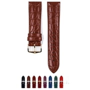 HIRSCH Crocograin Calf Leather Watch Strap - Golden Brown Band / Gold Buckle - L - 16mm
