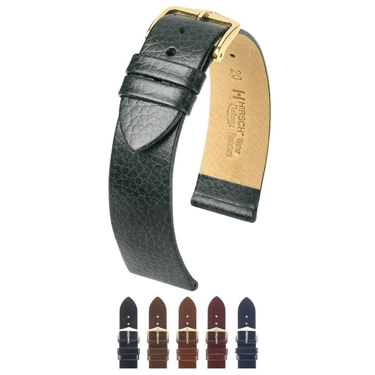 HIRSCH Dakota Textured Calf Leather Watch Strap Black Band