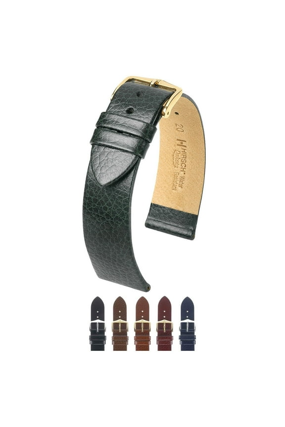 Dakota Textured Calf Leather Watch Strap - Black Band / Gold Buckle - M - 11mm