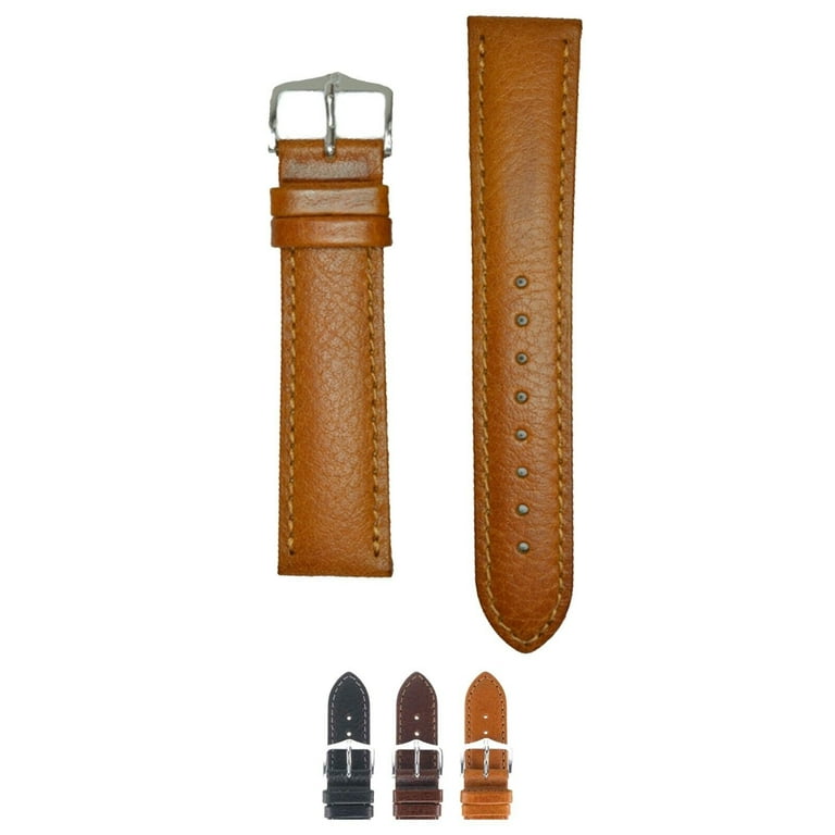 HIRSCH Forest Textured Calf Leather Watch Strap Golden Brown