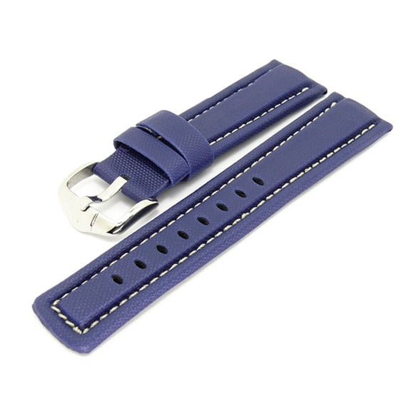 HIRSCH Freestyle Leather Watch Strap with Stainless Steel buckle - Blue - Adjustable Length - 24mm