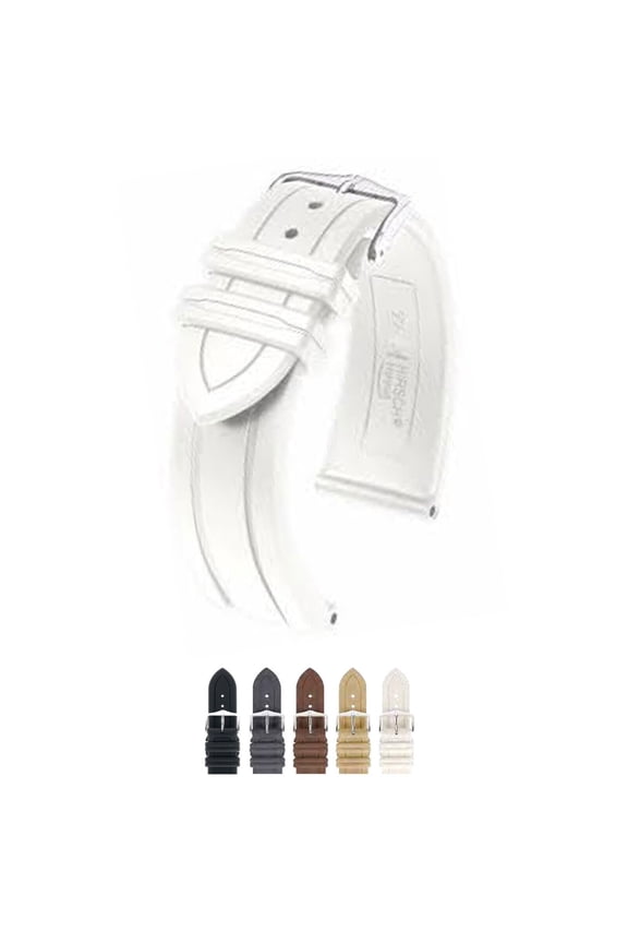 Hevea Caoutchouc Watch Strap - White Band / Silver Buckle - L - 20mm