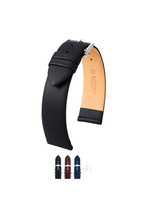 Italocalf Italian Leather Watch Strap - Black Band / Gold Buckle - XL - 22mm