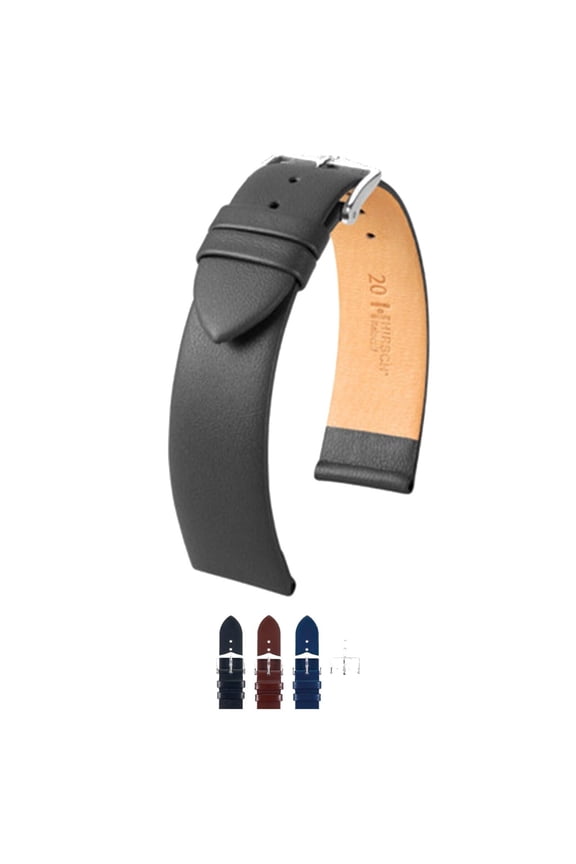 Italocalf Italian Leather Watch Strap - Gray Band / Gold Buckle - M - 12mm