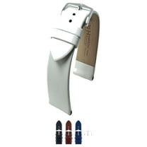 HIRSCH Italocalf Italian Leather Watch Strap - White Band / Silver Buckle - M - 10mm