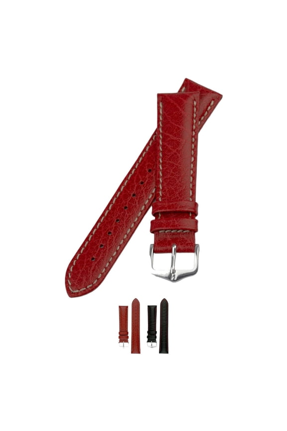 Jumper Textured Calf Leather Watch Strap - White/Red Band / SIlver Buckle - L - 20mm