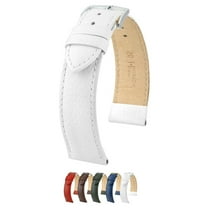 HIRSCH Kansas Buffalo Grain Leather Watch Strap - White Band / Silver Buckle - L - 16mm