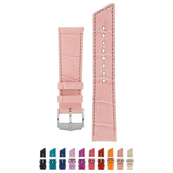 HIRSCH Princess Leather Watch Strap - Rosa - M - 18mm - Stainless Steel Silver Bckle