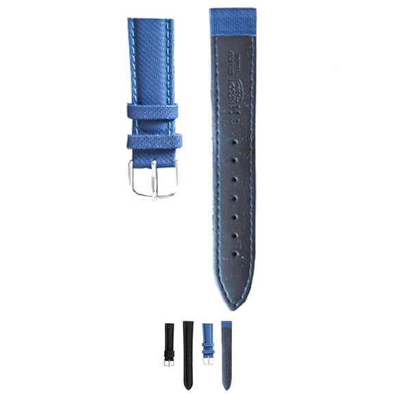 HIRSCH Pro Sport Leather Watch Strap (Blue) - M - 20mm - Stainless Steel Silver Buckle