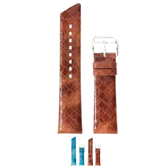 HIRSCH Pythea Leather Watch Strap (Brown) - M - 20mm - Silver Buckle