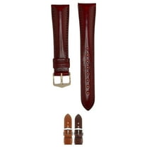 HIRSCH Siena Leather Watch Strap - Burgundy - L - 19mm - Stainless Steel Silver buckle