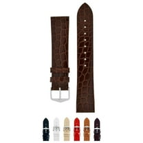 HIRSCH Sobek Leather Watch Strap - Brown - L - 20mm - Stainless Steel Silver buckle