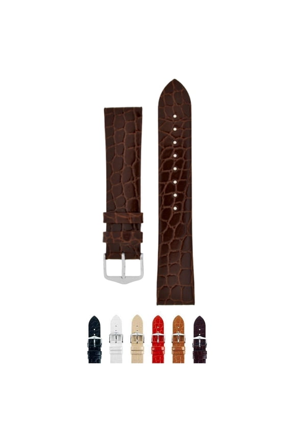 Sobek Leather Watch Strap - Brown - M - 14mm - Stainless Steel Silver buckle