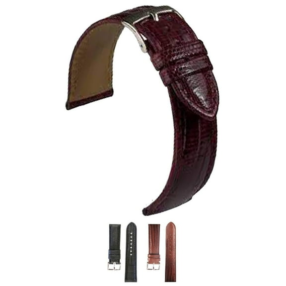 HIRSCH Teju Leather Watch Strap - Brown - M - 14mm - Stainless Steel SIlver Buckle