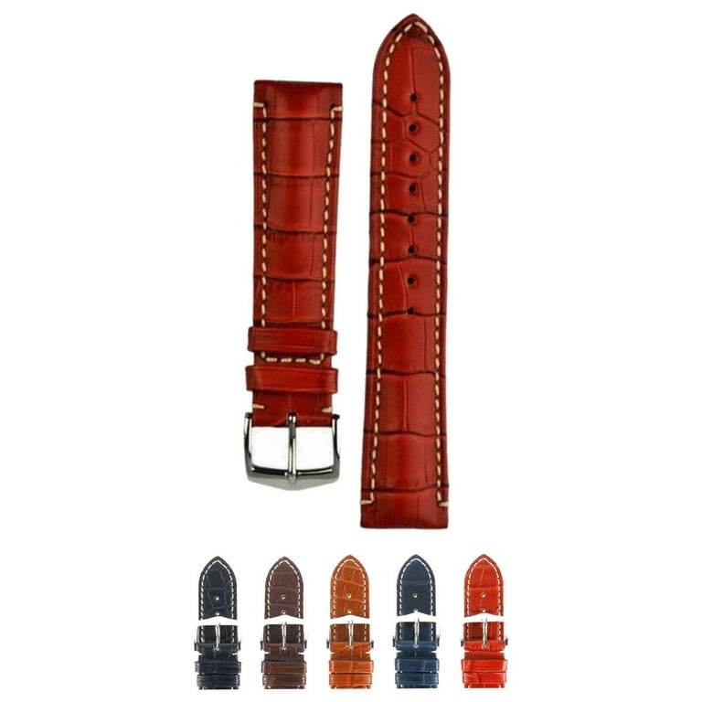 HIRSCH Viscount Louisiana Alligator Leather Watch Strap (Matte Red