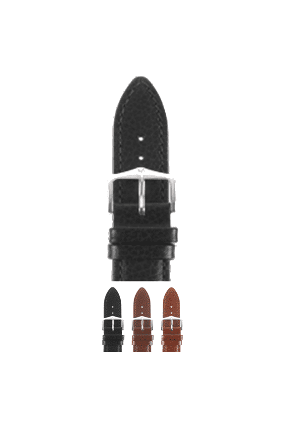 Windsor Leather Watch Strap (Black) - M - 19mm - Gold Buckle