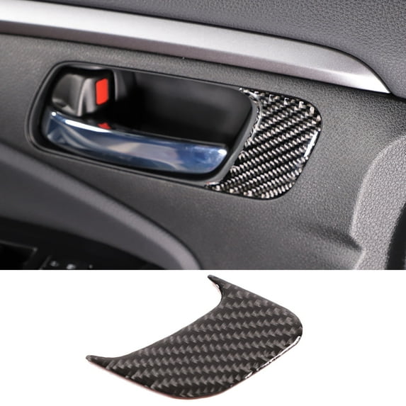 Left Driver Side Inner Door Handle Panel Sticker for Honda Pilot 2016-2022 Sport, Carbon Fiber Automotive Door Handle Panel Cover Interior Accessories, Red