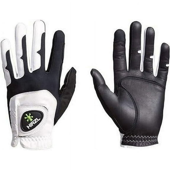 HIRZL Men's Golf Gloves - Grippp Fit, Premium Leather, White/Black, Swiss Design