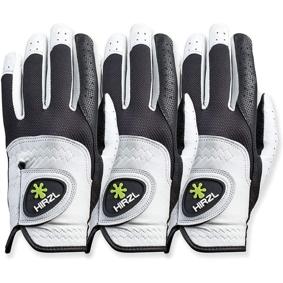 HIRZL Men's Golf Gloves - Trust Control 2.0, Leather, Ultimate Grip, Pack of 3