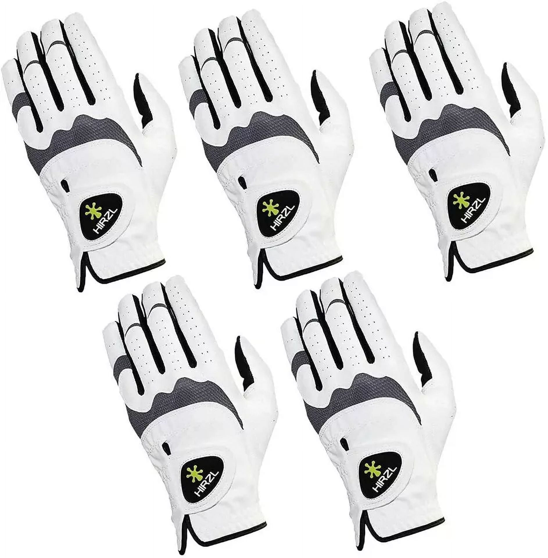 HIRZL Men's Golf Gloves - Trust Hybrid, Leather, Grippp Technology,Left Hand Pack of 5