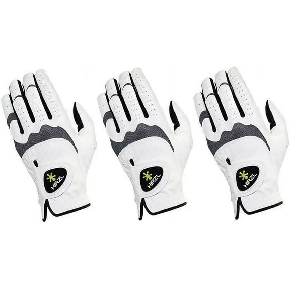 HIRZL Men's Golf Gloves - Trust Hybrid, Leather, Grippp Technology, Pack of 3