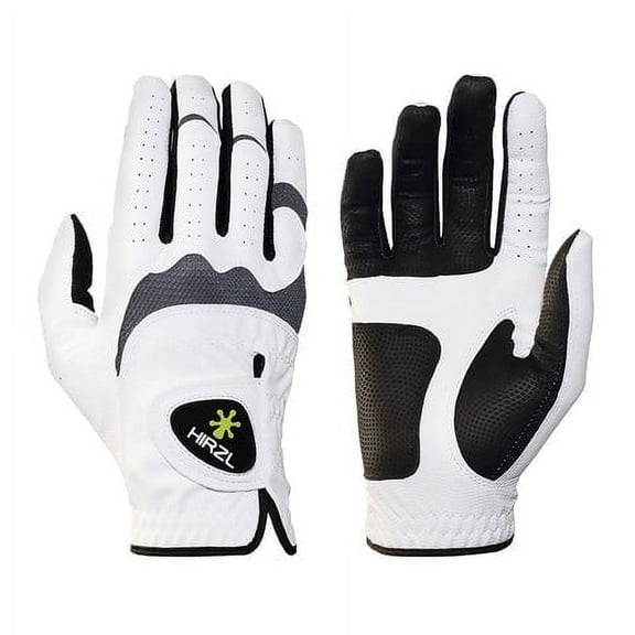 HIRZL Men's Golf Gloves - Trust Hybrid, Leather, Grippp Technology, White/Black