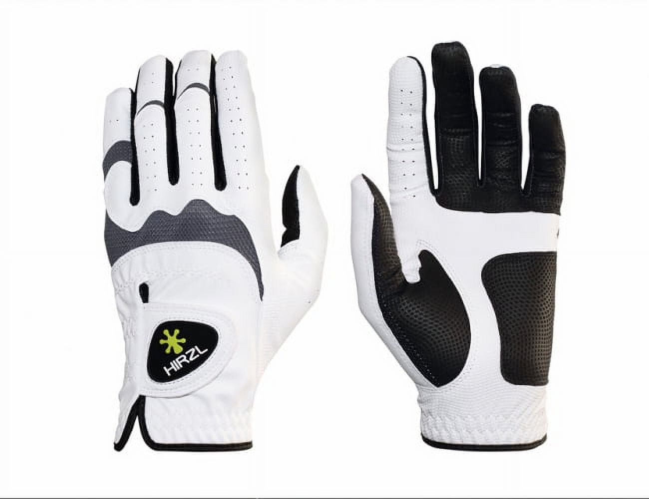 HIRZL Men's Golf Gloves - Trust Hybrid, Leather, Grippp Technology, White/Black