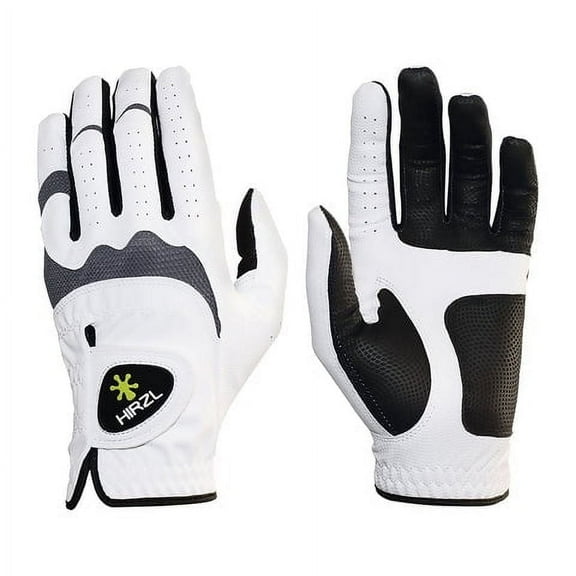 HIRZL Men's Golf Gloves - Trust Hybrid, Leather, Grippp Technology, White/Black