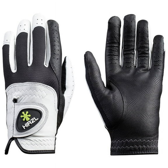 HIRZL Trust Control Men's Textured Palm Kangaroo Leather Golf Glove (Left Hand, Medium, Black/White)