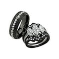 thumbnail image 1 of HIS HERS 4 PC BLACK ION PLATED STAINLESS STEEL WEDDING ENGAGEMENT RING Band SET Size Women's 08 Men's 07, 1 of 4